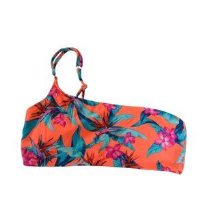 Arizona Jean Co. Womens One Shoulder Floral Bikini Top Medium Juniors Orange Pin
